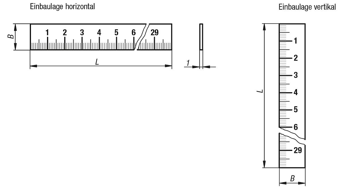 Norelem 21880-010010X0500 MASSSTAB EDELSTAHL, L=MM 500 MM - NLM 21880-ME Massstaebe Edelstahl - selbstklebend - Massblatt