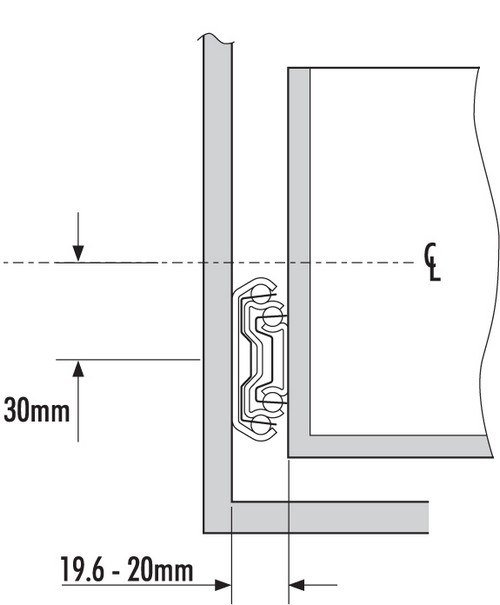 Accuride DZ5321-0055SC Teleskopschienen 100% Überauszug, 19,1x53,1, SL 550, TR 569, 110kg, hell verzinkt - 5321 Accuride Teleskopschiene - Einbau-Breite