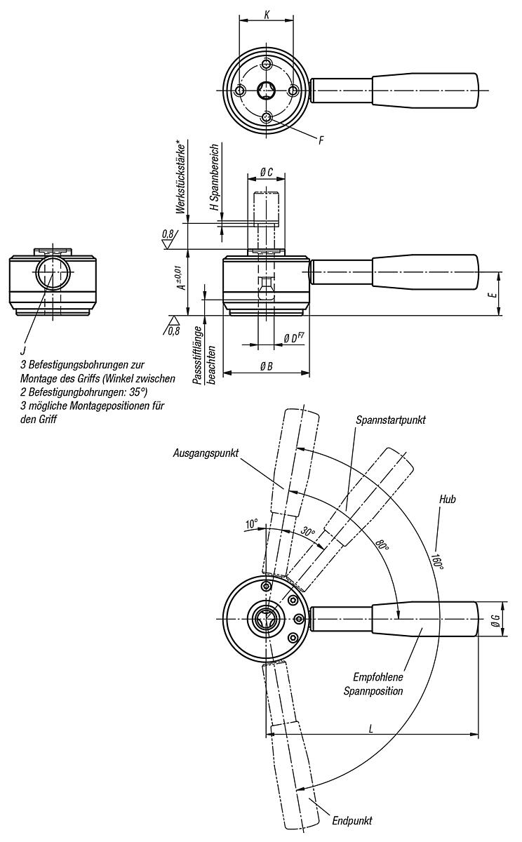 Kipp K0911.638001 ZUGSPANNER (HEAVY), SPANNBOHRUNG D=16 - K0911 Zugspanner - Heavy - Massblatt