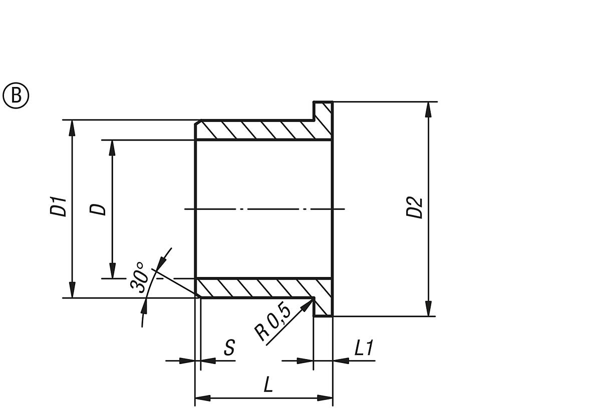 Norelem 23710-12050705 KUNSTSSTOFF GLEITLAGER, IGLIDUR? G, FORM B - iglidur Kunststoff Gleitlager Form B - Massblatt