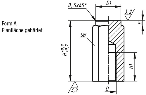Kipp K0301.106X40 VORRICHTUNGSFUSS MIT INNENGEWINDE, FORM A, D=M6, H=40 - KIPP K0301-A Vorrichtungsfuesse mit Innengewinde For
