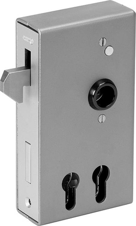 AMF 140SD-40ZW Schiebetor-Schlosskasten für zwei Profilzylinder, blank, Kastenbreite A: 40 mm, Schließung: PZW, B: 94,5 mm - LE 140SD Schiebetor-Schlosskasten fuer zwei Profilzylinder - blank-Abbildung
