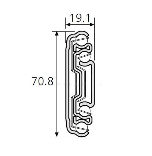 Accuride DZ7957-0024-2 Teleskopschienen, 100% Vollauszug 19,1x70,8, SL 609,6,TR 609,6, 160kg, hell verzinkt - Accuride DZ7957 Teleskopschienen - - Vollauszug - Profil
