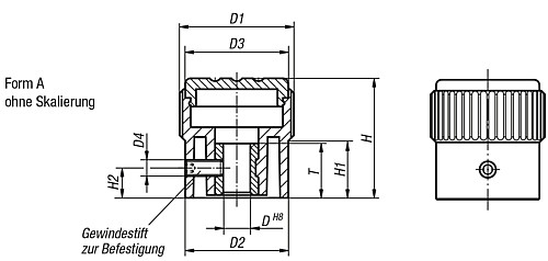 Kipp K0248.1105 NOVO.GRIP DOSIERKNOPF GR.1  D=5H8, FORM A, DECKEL SCHWARZGRAU - KIPP K0248-A Dosierknoepfe Form A