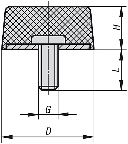 Kipp K0575.02501755 GUMMI ANSCHLAGPUFFER, KONISCH, D=25, H=17 - KIPP K0575 Gummi Anschlagpuffer konisch