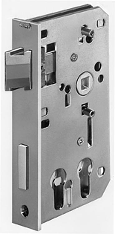 AMF 142D-40ZW Schloss für zwei Profilzylinder, verzinkt, mit Wechsel, Schließung: PZW, für Kastenbreite: 40 mm, E: 33 mm - LE 142D Schloss fuer zwei Profilzylinder - verzinkt - mit Wechsel-Abbildung