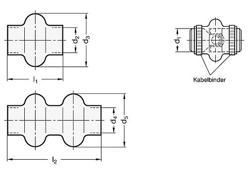 Ganter 808.1-22-D SCHUTZHÜLLE FÜR DOPPELGELENK - GN 808-1 Schutzhuellen fuer Kreuzgelenke-Skizze
