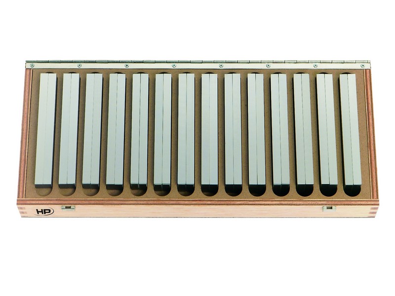 Helios Preisser 0536202  Parallel- Unterlagen- Satz 14 Paar im Satz, Länge 150 mm: Messbereich 14 - 50 mm, Genauigkeit 0,005 mm, Querschnitt 14-16-18-20 mm 22-24-26-28 30-32-35-40 45-50 - Helios Preisser 0536 Kurbelzapfen- Richtwaage