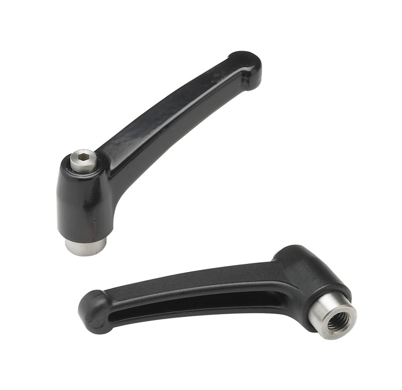 Leschhorn A592 CIN verstellbare Klemmhebel  R 80; Innengewinde M10; schwarz matt - Boteco A592CIN Verstellbare Klemmhebel