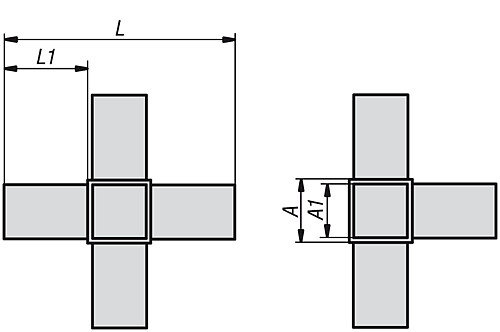 Kipp K0621.1201512 STECKVERBINDER, KREUZ MIT ABGANG - KIPP K0621 Steckverbinder Kreuz mit Abgang
