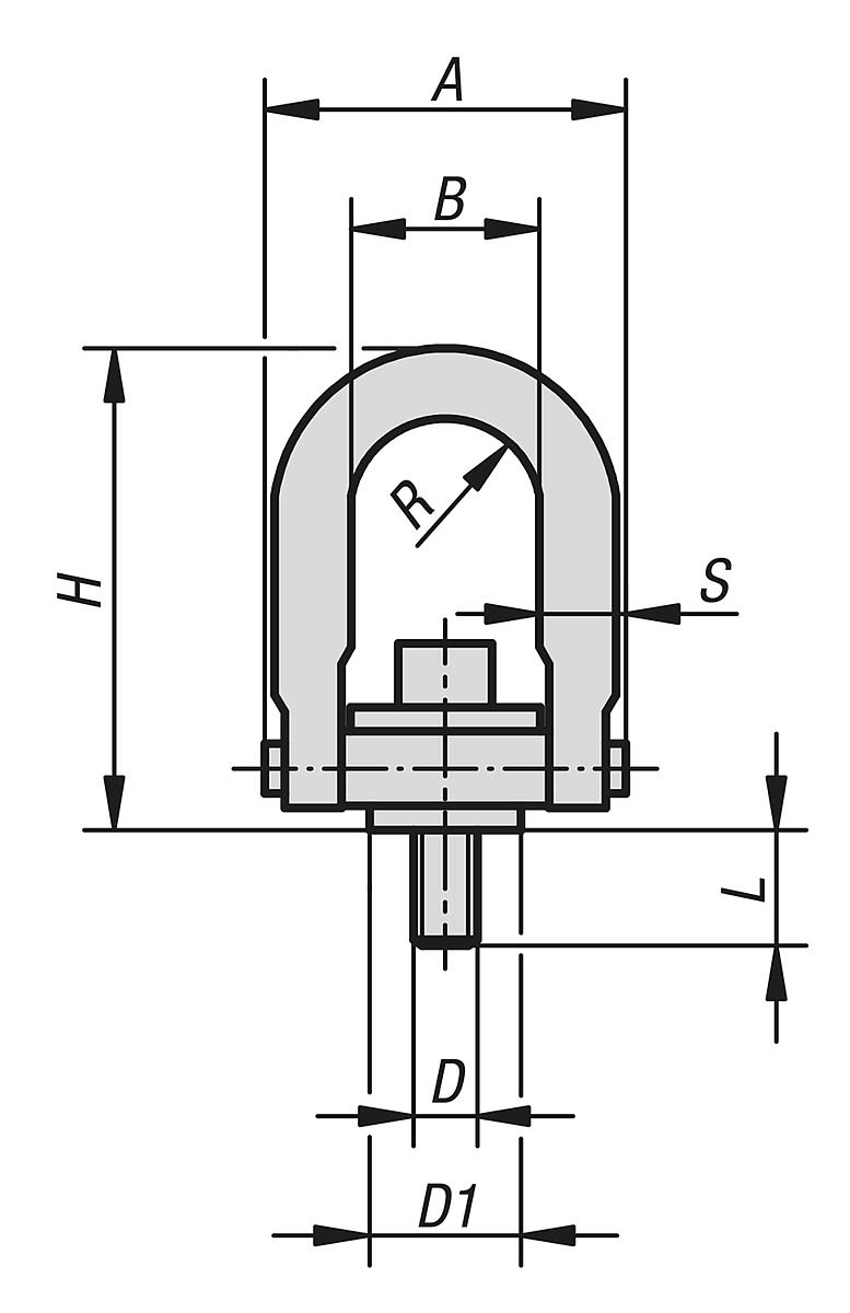 Norelem 07730-124 LASTBÜGEL D=M24, LANGE AUSFÜHRUNG - NLM 07730 Lastbuegel - Massblatt