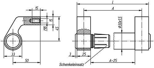 Kipp K0132.3504 WINKELSCHENKELGRIFF A=350, SCHWARZ GERIFFELT - KIPP K0132 Winkelschenkelgriffe