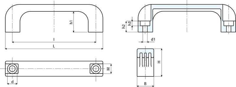 Leschhorn B224 Bügelgriffe  l 117; L 140; Bohrung d1 6,5; Kunststoff PA, schwarz - Boteco B224 Buegelgriffe