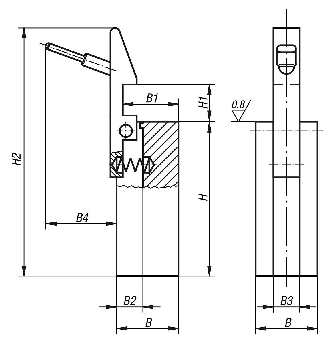 Norelem 08150-01 VERSCHLUSSTEIL !!! AUSLAUFARTIKEL !!! NUR NOCH LAGERABVERKAUF !!! - NLM 08150 Verschlussteile - Massblatt