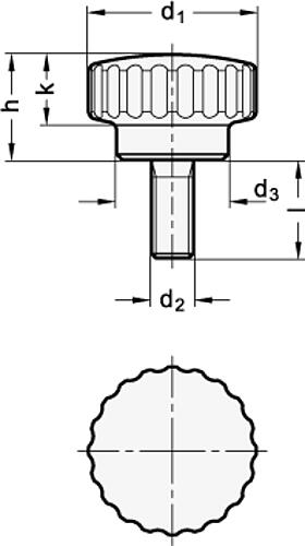 Ganter 535-20-M5-10-MT EDELSTAHL RÄNDELSCHRAUBE - GN 535 Edelstahl Raendelschrauben-Skizze