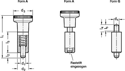 Ganter 618-5-A RASTBOLZEN MIT KNOPF - GN 618 Rastbolzen zum Anschweissen-Skizze