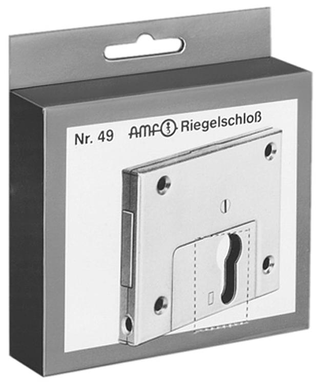 AMF 49B SB Riegelschloss mit Winkelschließblech in SB-Verpackung, Kastenbreite: 95 mm, Schließung: B, Dorn: 60 mm - LE 49SB SB Riegelschloss mit WinkelschliessblechinSB-Verpackung-Abbildung