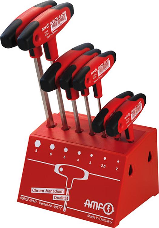 AMF 906QE-WM7 Werkstattständer, Inhalt: SW x Klingenlänge L1: 2x100, 2,5x100, 3x150, 4x150, 5x150, 6x200, 8x200 - LE 906QE-WM7 Werkstattstaender -Abbildung