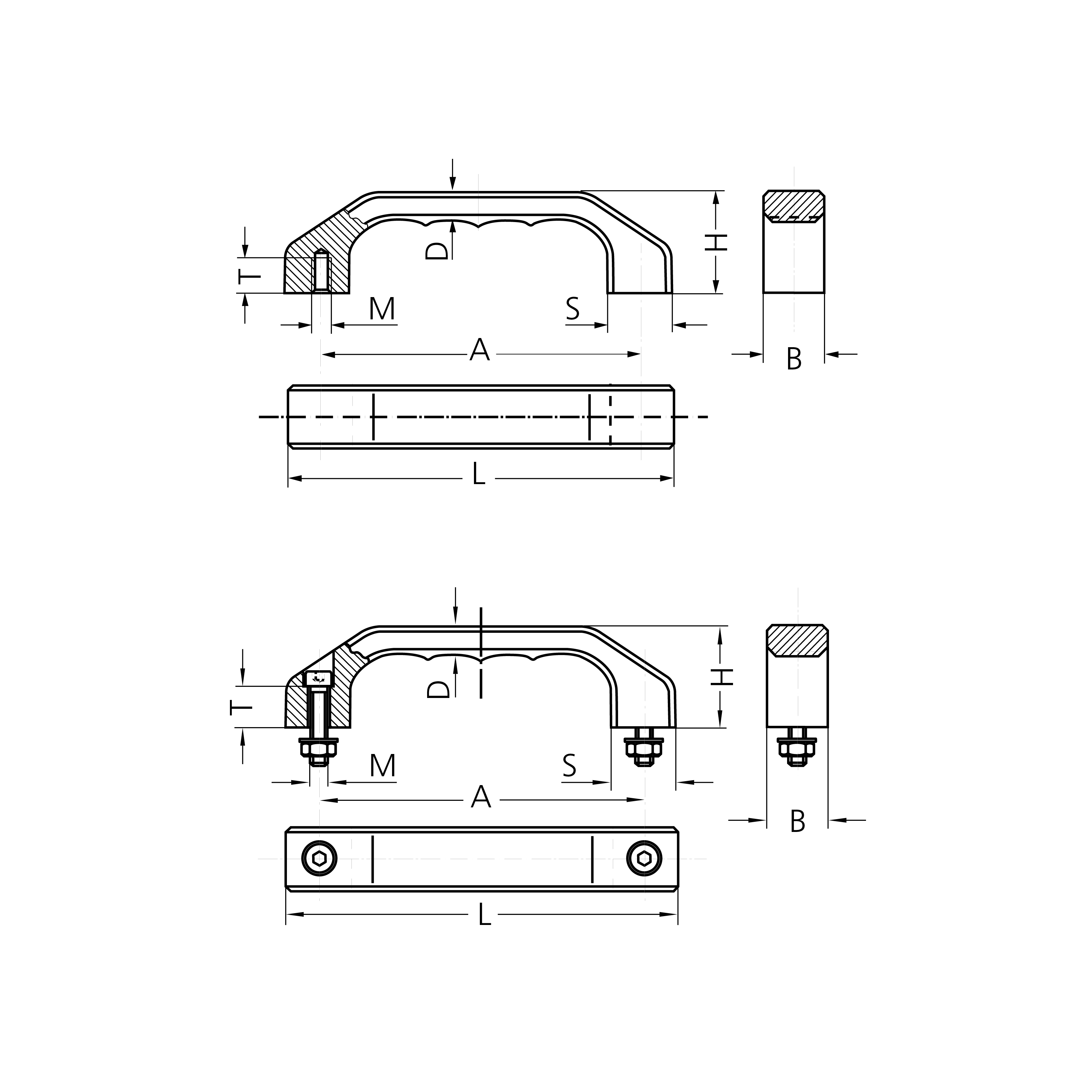 Leschhorn EAG-22.F120.54  Economy massive Aluminium Bügelgriffe für frontseitigen Anschrauben A 120, schwarz pulverbeschichtet - LE ECOMONY EAG massive Aluminium Buegelgriffe - Massblatt