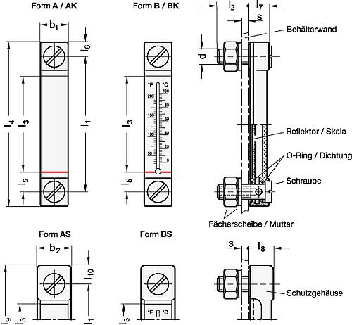 Ganter 650.4-127-A ELESA ÖLSTANDSANZEIGER, NEUTRAL - GN 650-4 Oelstandsanzeiger - schmale Form - Kunststoff-Skizze