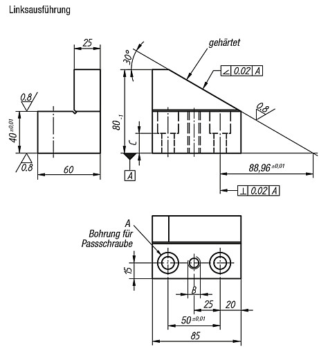 Kipp K0819.6311230 PRISMENBLOCK LINKS F. SCHRAUBE M12 - KIPP K0819-LA Prismenbloecke Linksausfuehrung