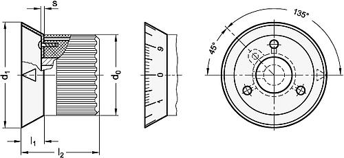 Ganter 526.1-38-A SKALENRING, MIT MARK.PFEIL (JE 3 KERBN.) - GN 526-1 Skalenringe fuer GN 526-Skizze