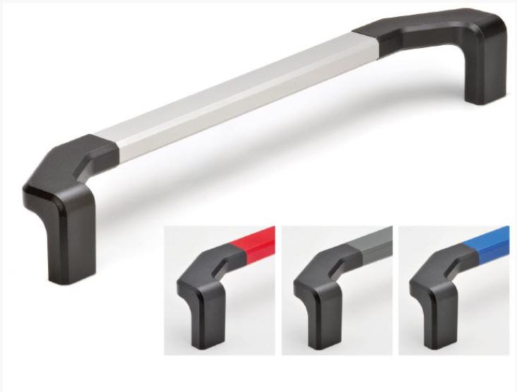 Leschhorn MS-04.300.11   universeller Alu-Maschinengriff A 300,     Schenkel schwarz / Steg natur - Leschhorn MS-04 universelle Maschinen- und Apparategriffe