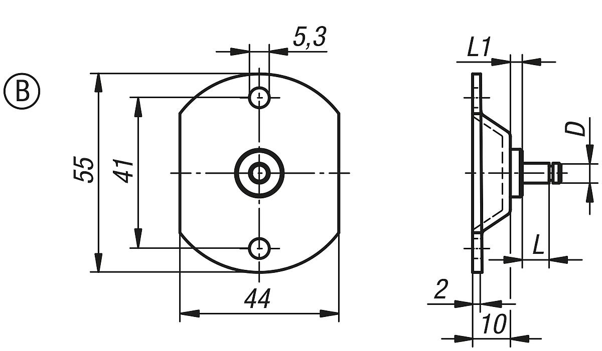 Norelem 27659-10655 RUNDBESCHLÄGE FORM B D=6 - NLM 27659-B Rundbeschlaege Form B - Massblatt
