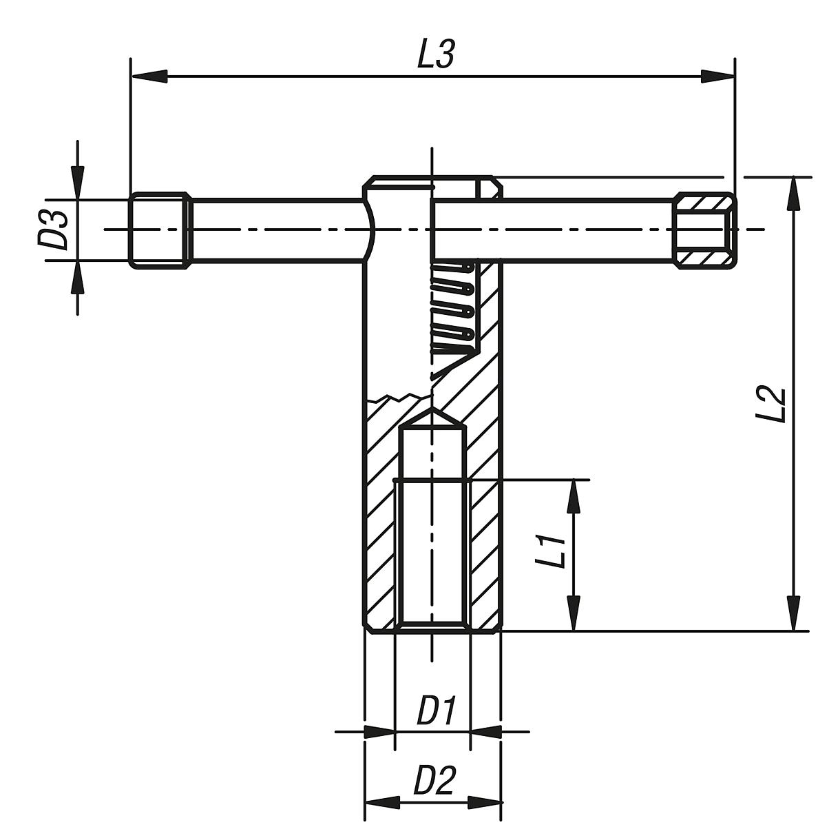 Kipp K0755.210 KNEBELMUTTER MIT LOSEM KNEBEL, M10, L1=20 - DIN 6307 LK Knebelmuttern mit losem Knebel - Massblatt