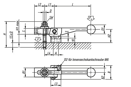 Kipp K0010.08 EXZENTERSPANNER M. ENDSPANNUNG, M8 - KIPP K0010 Exzenterspanner mit Endspannung