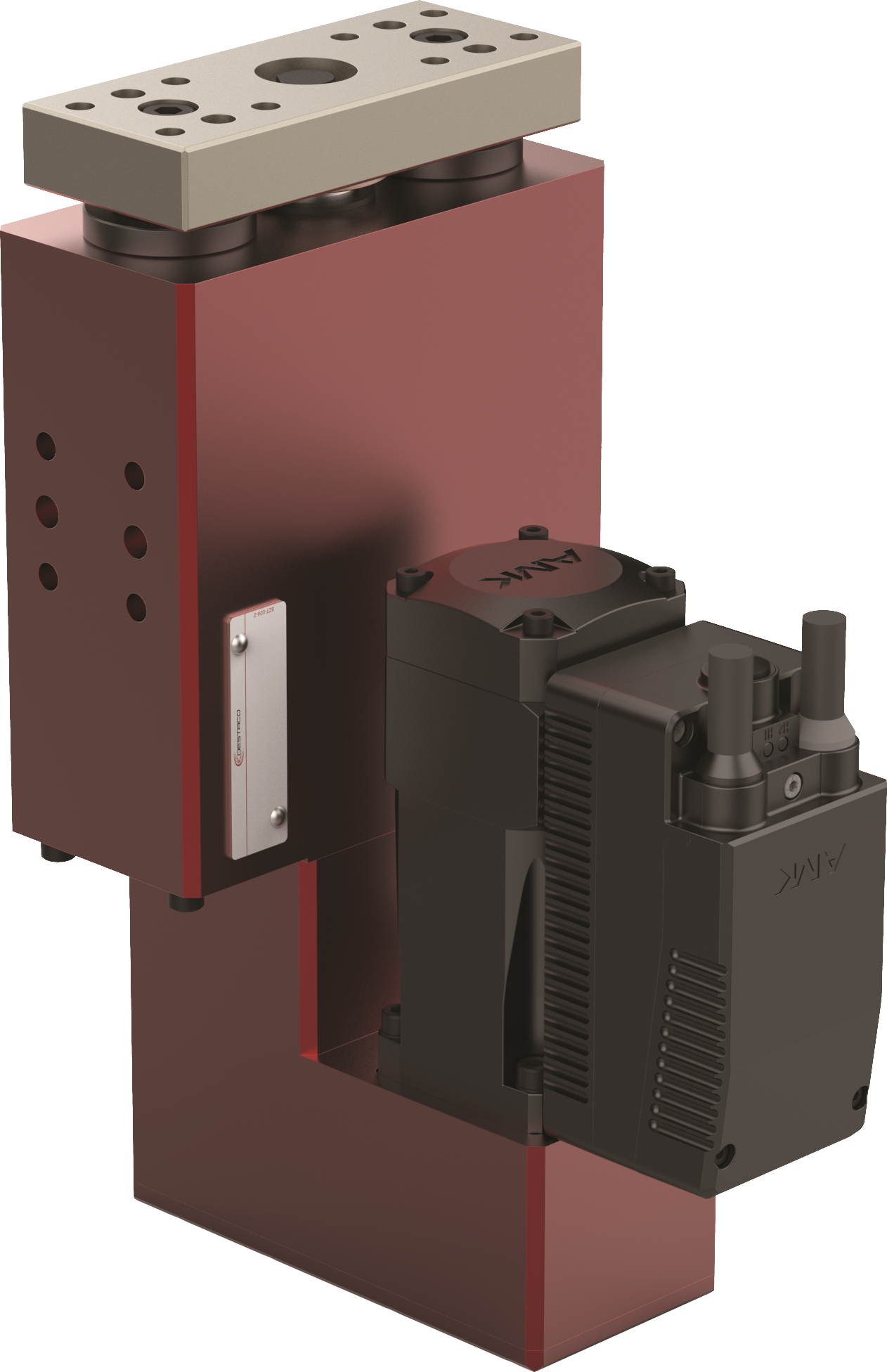 DESTACO 95W-111011060 Elektrische Schlitten-/Hubeinheit 95W, 0–60 mm Hub, Montageplatte Standard, umgelenkte Ausführung, Motoranschluss gerade hinten, Servo-Antrieb 400V dezentral - DESTACO 95W Serie – Elektrische Schlitten-Hubeinheit-48V-Motor-11