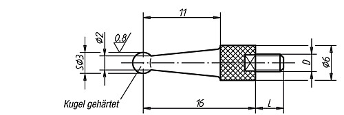 Norelem 33042-025016 MESSEINSATZ M. KUGELSPITZE - Norelem 33042 Messeinsaetze mit Kugelspitze