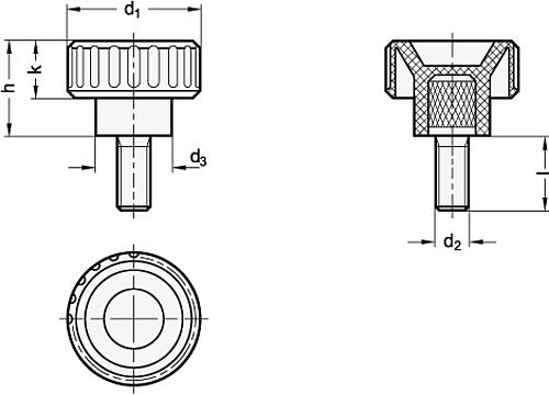 Ganter 591-16-M5-10-ESD ELESA RÄNDELSCHRAUBE - GN 591 Raendelschrauben aus antistatischem Kunststoff-Skizze