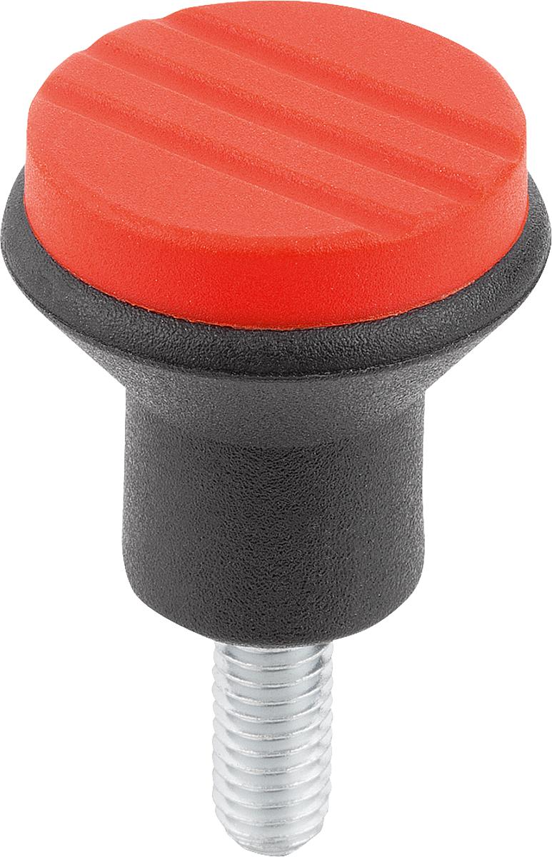 Kipp K0251.066X15 NOVO.GRIP PILZKNOPF GR.2  M6X15, DECKEL VERKEHRSROT - K0251-066X15 NOVO GRIP PILZKNOPF GR 2 M6X15 - DECKEL VERKEHRSROT