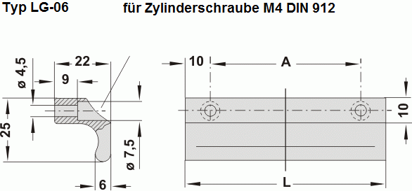 Leschhorn LG-06.F064.04  Aluminium Griffleisten A 64,  schwarz eloxiert - Leschhorn LG-06 Aluminium Griffleisten