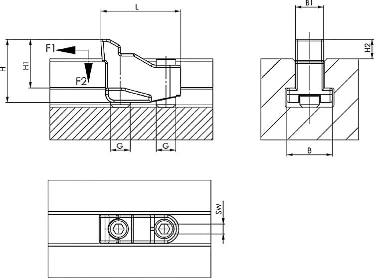 AMF 6495-12 Nutenspanner, Größe : 12, Nut: 14, F1: 7 kN - LE 6495 Nutenspanner -Skizze