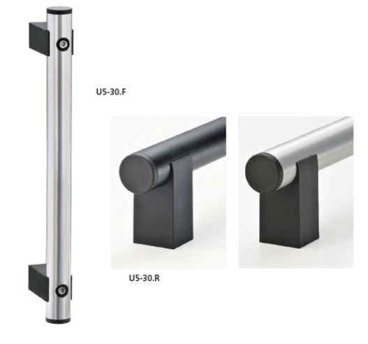 Leschhorn U5-30.R500.01   U5 Rohrgriffserie rückseitige Befestigung A 500,   Schenkel schwarz / Rohr natur - Griff aus Einzelelementen, komplett montiert - Leschhorn U5 Rohrgriffserie