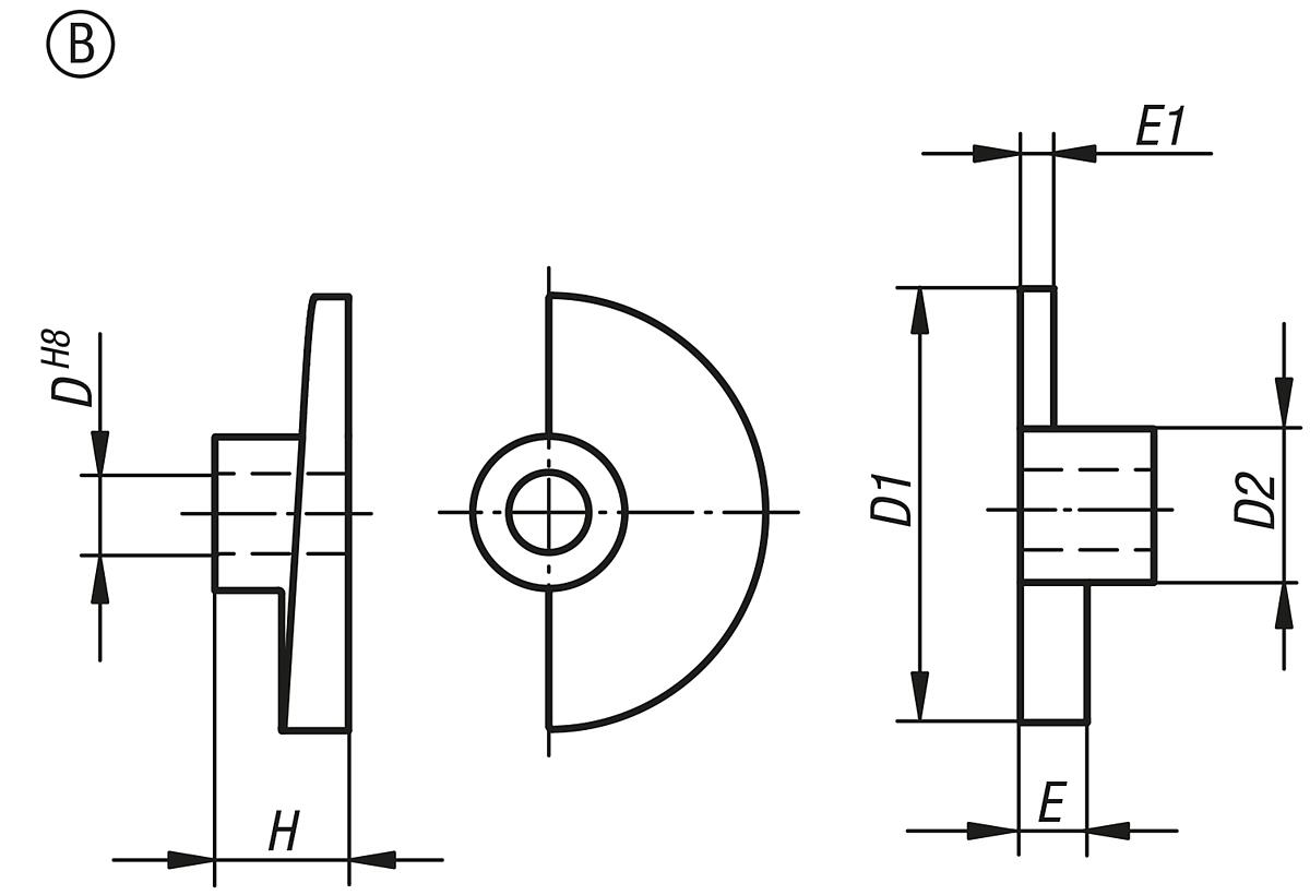 Norelem 04362-216 TÜRRIEGEL - NLM 04362-B Tuerriegel Form B - Massblatt
