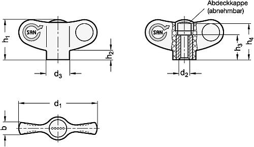 Ganter 634.1-40-M6-E-SGA Flügelmuttern, aus antibakteriellem Kunststoff - GN 634-1 Fluegelmuttern - aus antibakteriellem Kunststoff-Abbildung