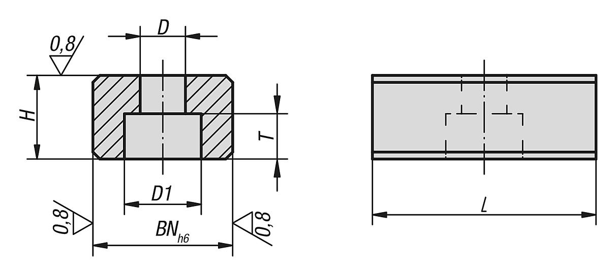 Norelem 03250-12 FLACHER NUTENSTEIN, B=12H6 - NLM 03250 Flache Nutensteine - Massblatt