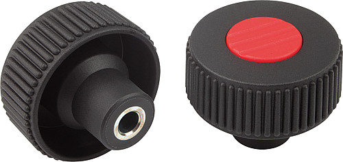 Kipp K0260.4106 NOVO.GRIP RÄNDELRAD  GR.1  FORM H, D=40, D3=6, DECKEL SCHWARZGRAU - KIPP K0260-H Raendelraeder mit Passbuchse - Form H