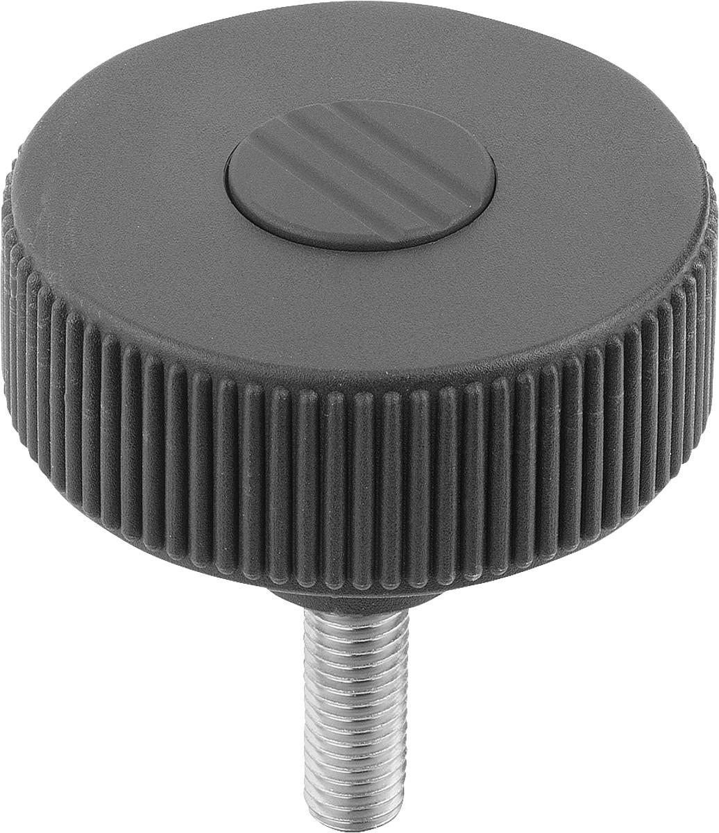 Kipp K0260.5310X20 NOVO.GRIP RÄNDELRAD  GR.3  FORM L, D=63  M10X20, DECKEL SCHWARZGRAU - K0260-5310X20 NOVO GRIP RAENDELRAD GR 3 FORM L - D 63 M10X20 - DECKEL SCHWARZGRAU