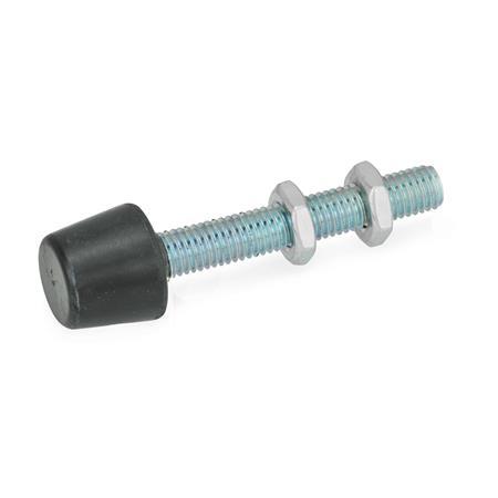 Ganter 708.1-M4-43-B-ST Andrückschrauben mit Gummi Druckstück, Stahl - GN-708-1-Andrueckschrauben--Stahl-mit-Gummi-Druckstueck-gerade-Druckflaeche