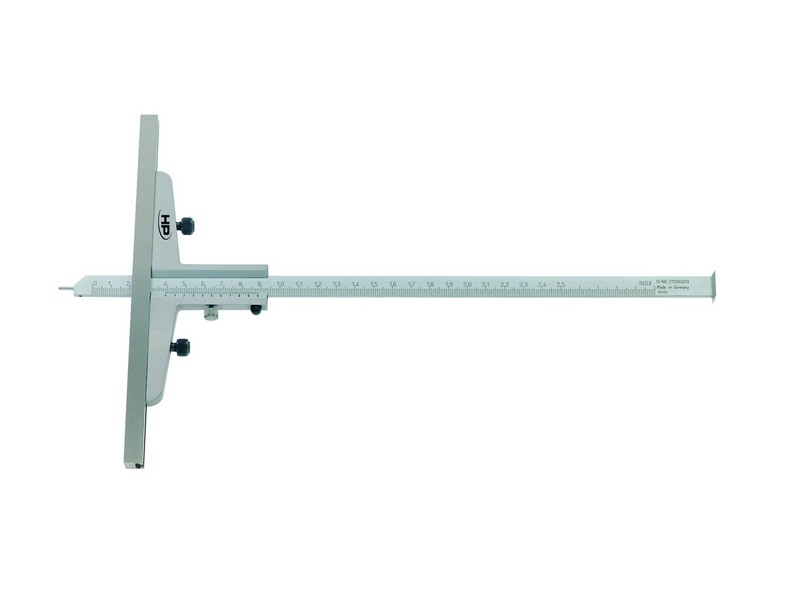 Helios Preisser 0294 504 Tiefenmessschieber 250 mm Messbereich, 200x10 mm Brücke verschiebbar - Tiefenmessschieber