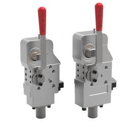 DESTACO 52H-3E03H063L8 Handspanner, U-Spannarm mittig, Handhebel schraubbar, Zylinder Ø 63 mm, Sensor mit Steckerblock, Haltemoment 1800 Nm, Öffnungswinkel 5-135° - LE70000 52H-3EXXHX50XX geschlossener Hand Kraftspanner