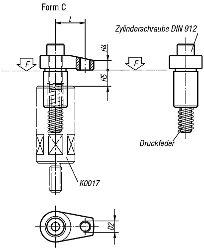 Kipp K0014.312160 SPANNHAKEN GESCHLIFFEN FORM C - KIPP K0014-C Spannhaken geschliffen Form C