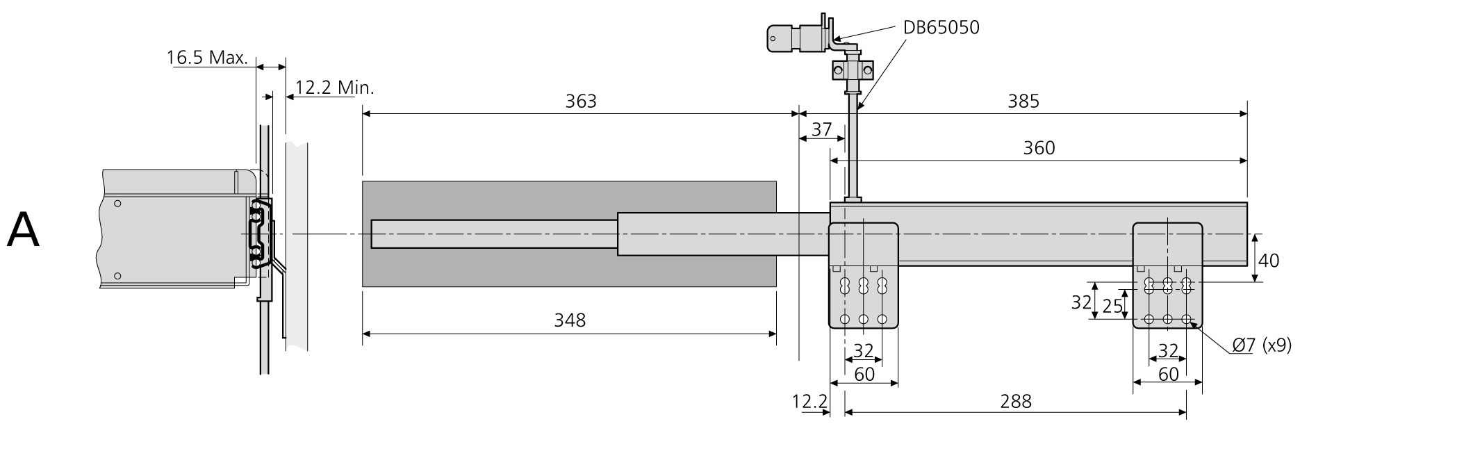Accuride DAFR20-0500 Hängerahmen 1 x DIN A4 Einbaulänge 380-392 mm (Schiene separat zu bestellen) !! AUSLAUFARTIKEL !! - DB5547-1233-2