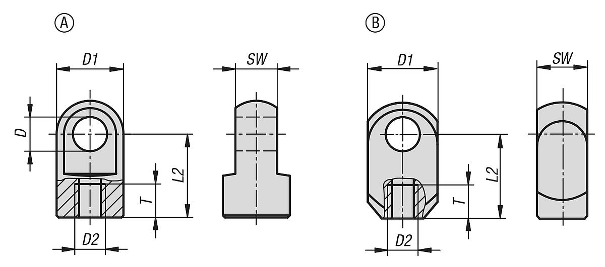 Norelem 27618-0508116 GELENKAUGE D2=M5, D=8,1 - NLM 27618 Gelenkaugen - Massblatt