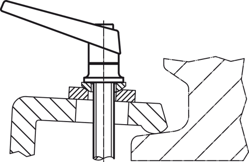 Halder 24420.1150 Verstellbarer Klemmhebel mit Axiallager aus rostfreiem Stahl mit Schraube Ø 22 x M 8 x 36, orange - Verstellbare Klemmhebel Verstellbare Klemmhebel mit Axiallager aus rostfreiem Stahl