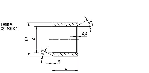 Norelem 23710-11050705 KUNSTSSTOFF GLEITLAGER, IGLIDUR G, FORM A - Norelem 23710-A Kunststoff Gleitlager Form A